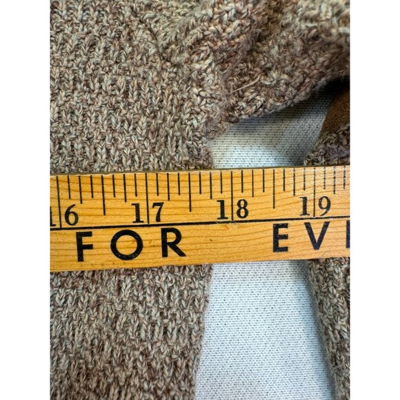 Chaps Mens Button Collar Sweater S Brown Elbow Patch 100% Cotton - Picture 7 of 13